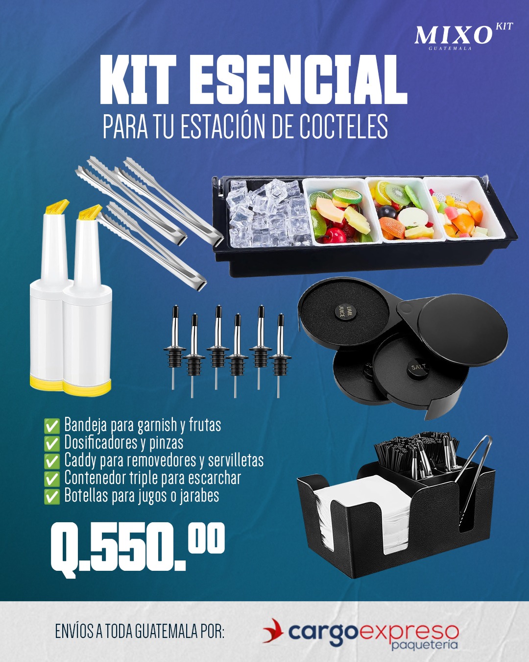  ¡Kit esencial para tu estación de cocteles!